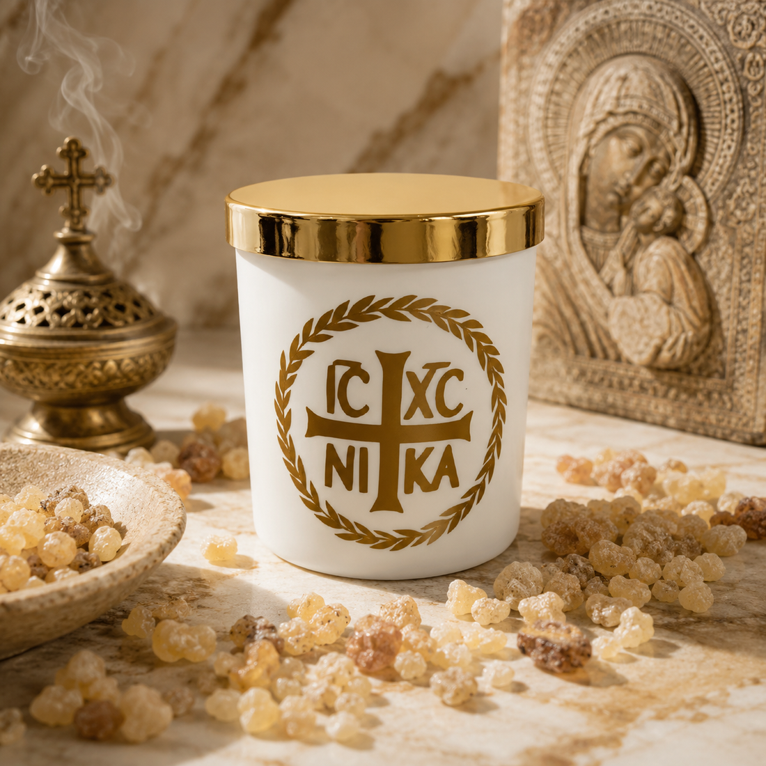 Livani/Frankincense Soy Wax Candle - White NIKA