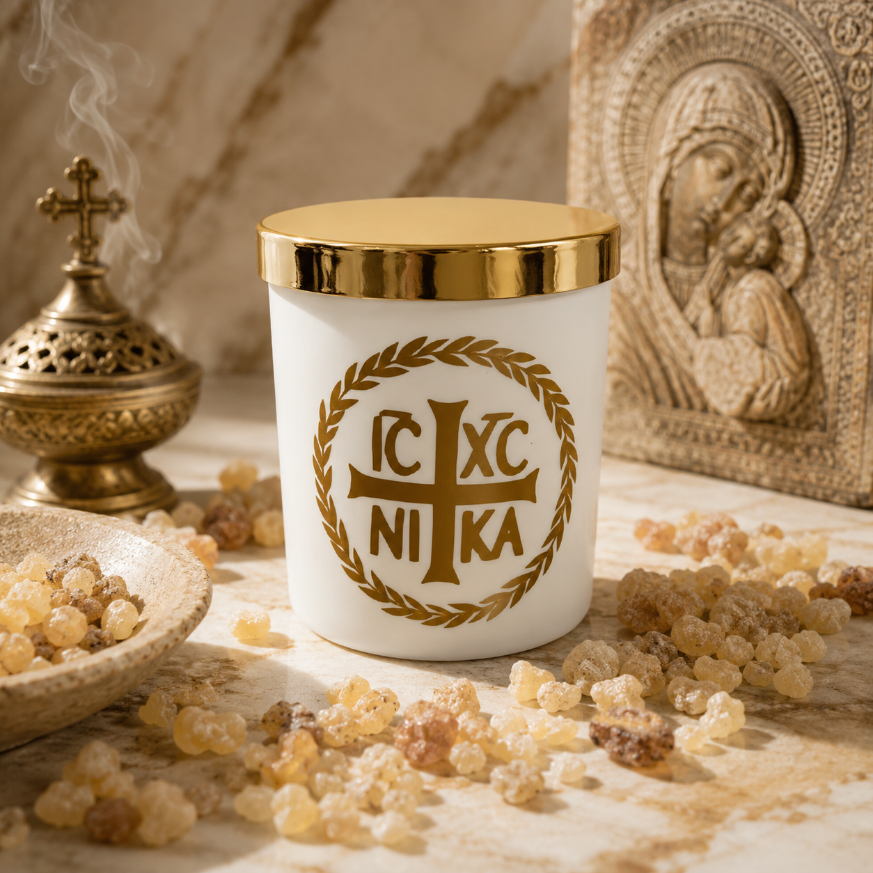 Livani/Frankincense Soy Wax Candle - White NIKA