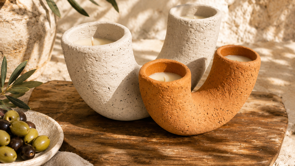 Duo Cement Candle Nude