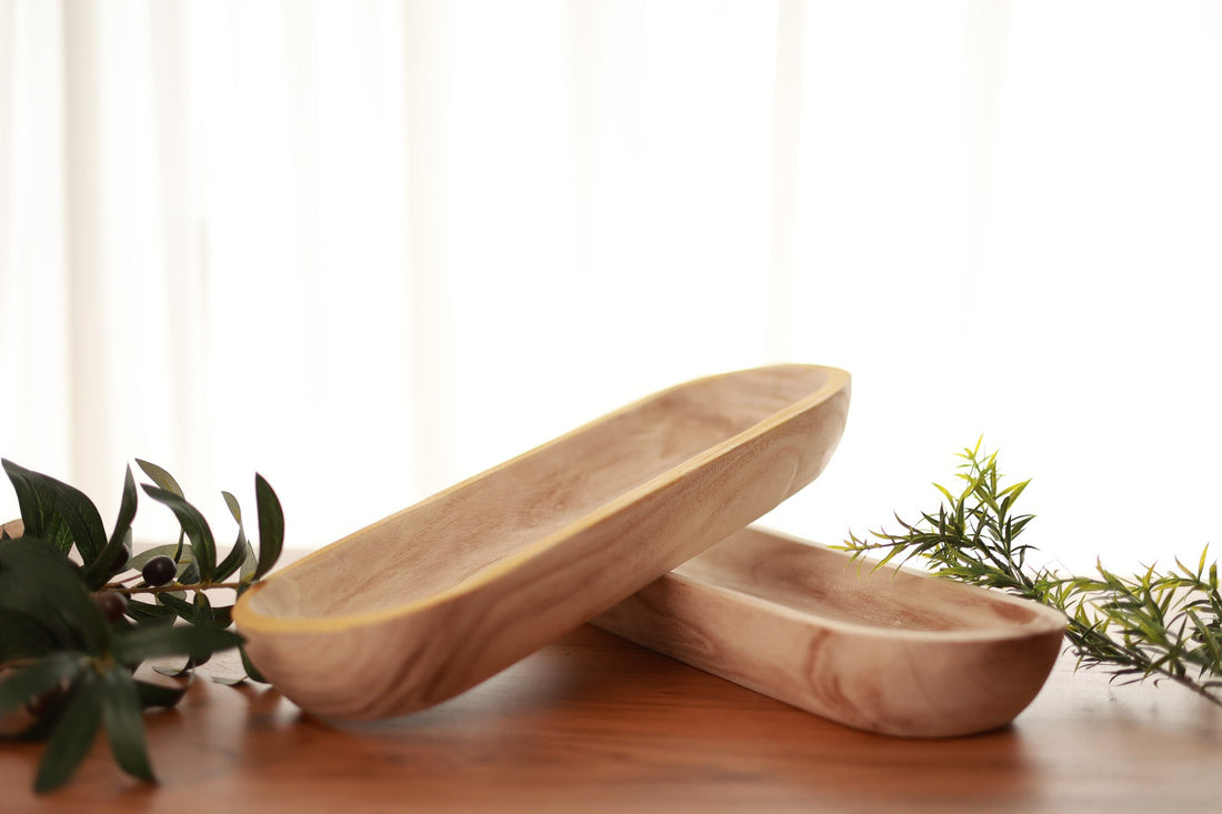 TIMBER DISH GOLD TRIM - Large