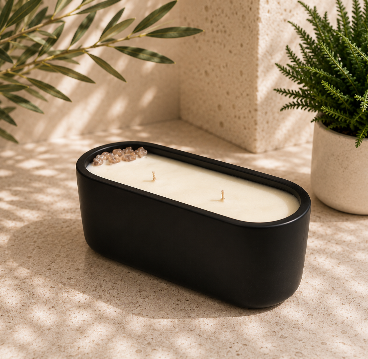 Small Black Baguette Candle