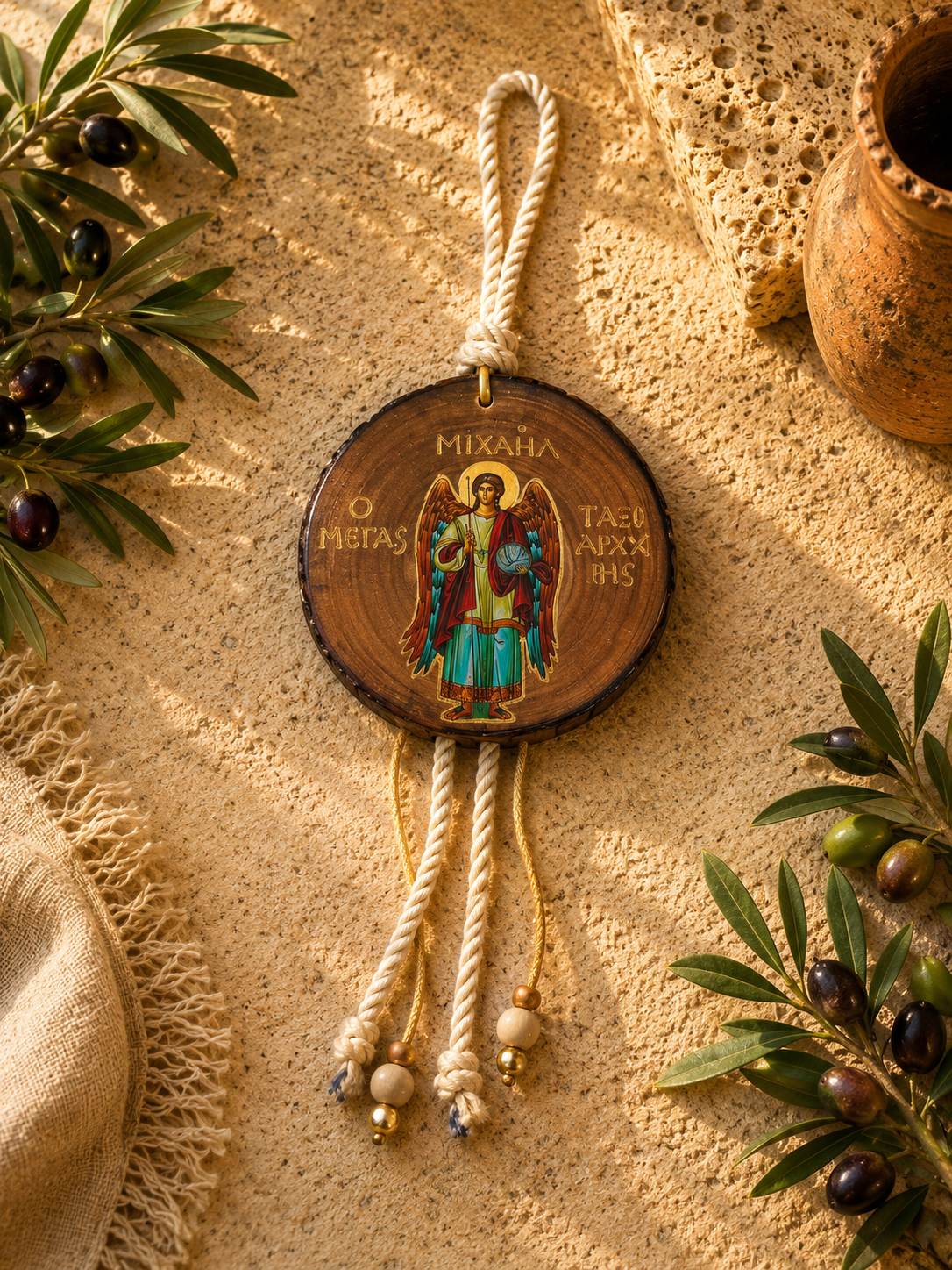 Taxiarch Michael Handcrafted Wooden Icon