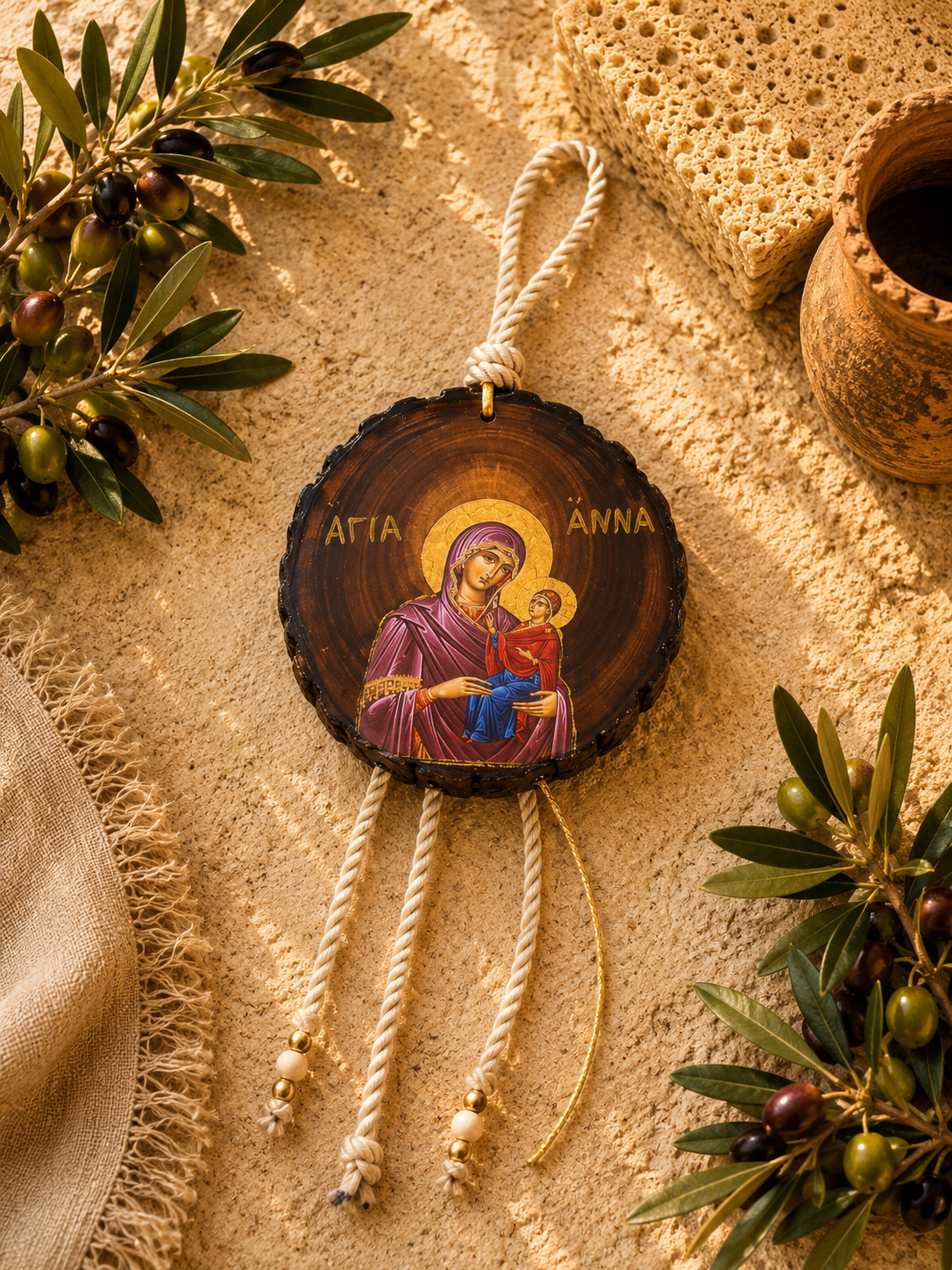 Saint Anna Handcrafted Wooden Icon
