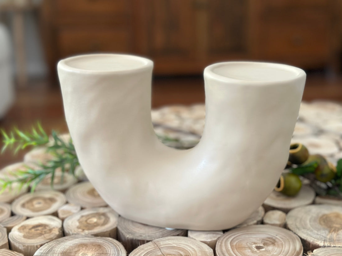 Candle Holder Beige - 23x15x9cm