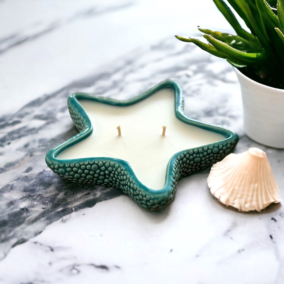 Teal Starfish Candle