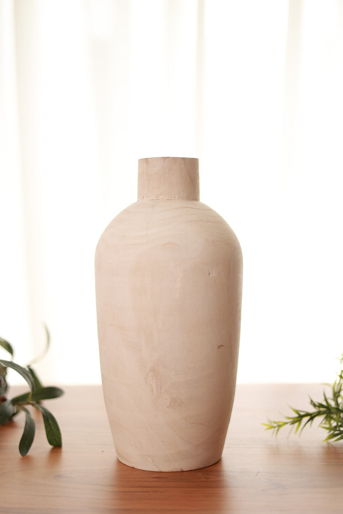 TIMBER VASE - WOODEN - WHITE