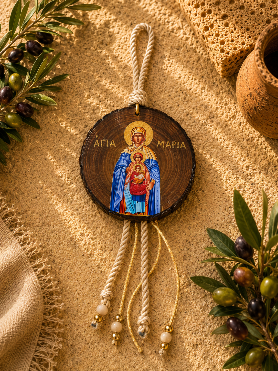 Saint Maria Handcrafted Wooden Icon
