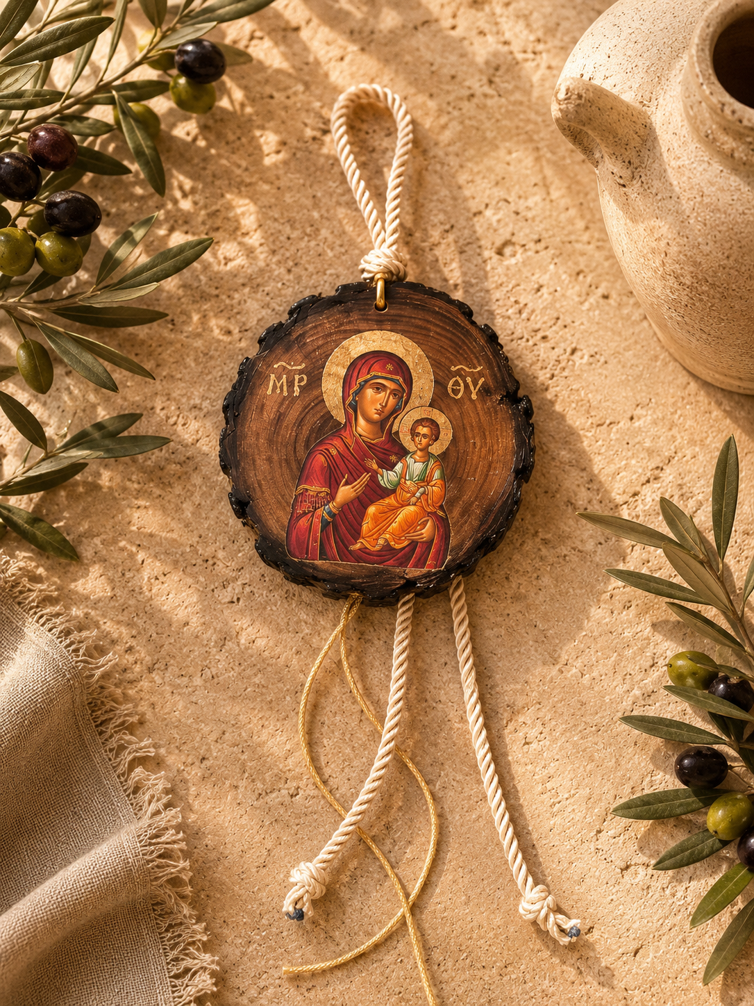 Mother Mary Handcrafted Wooden Icon