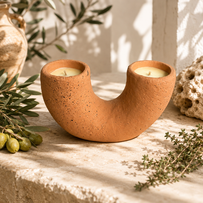 Duo Cement Candle Tan