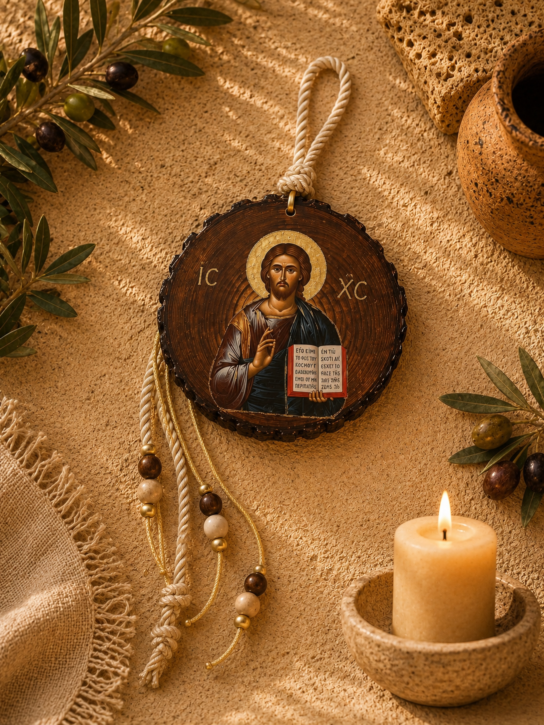 Jesus Christ Handcrafted Wooden Icon
