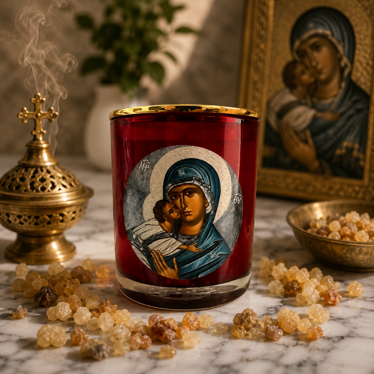 Livani/Frankincense Icon Soy Wax Candle - Blue