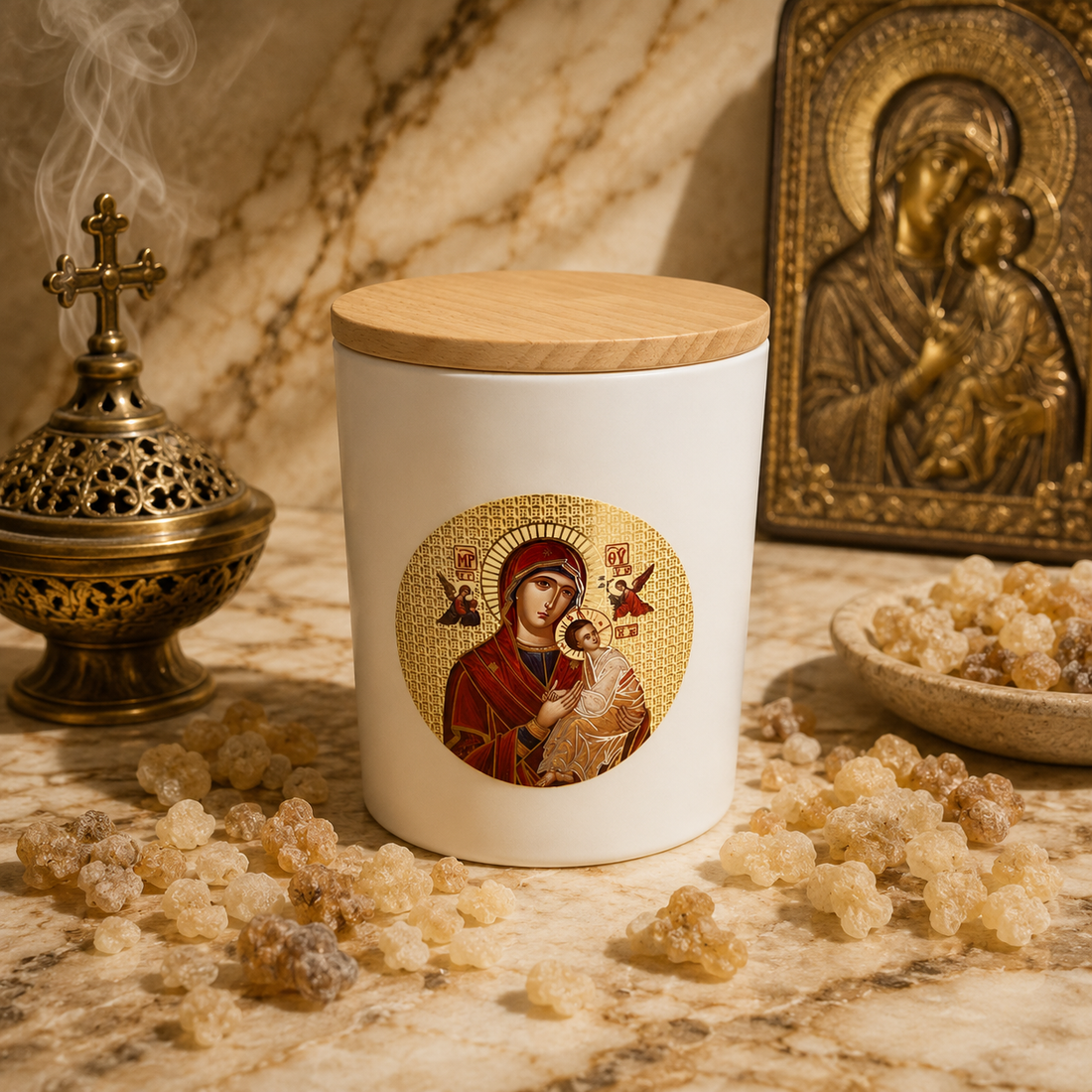 Livani/Frankincense Soy Wax Candle - White