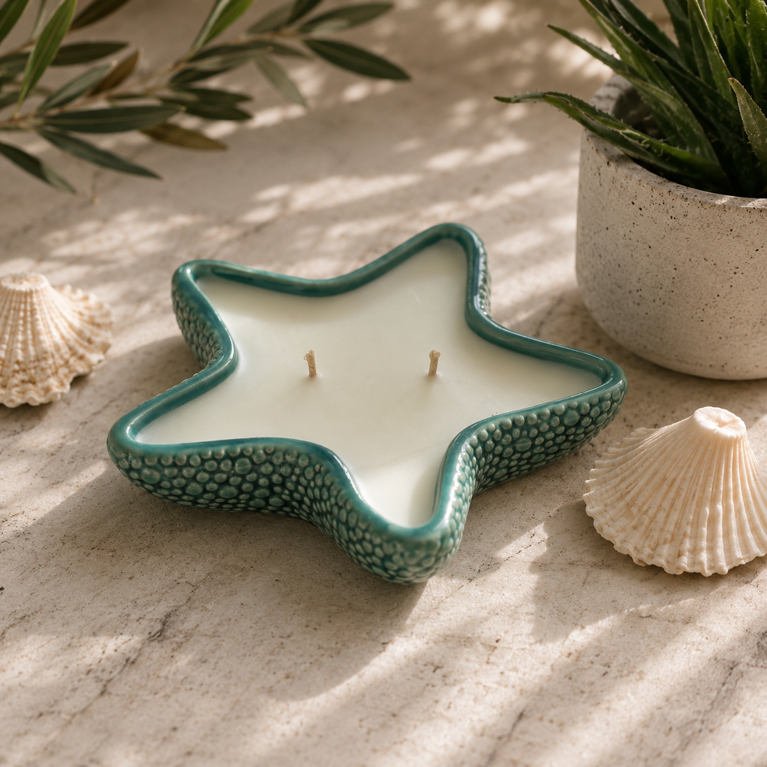Teal Starfish Candle