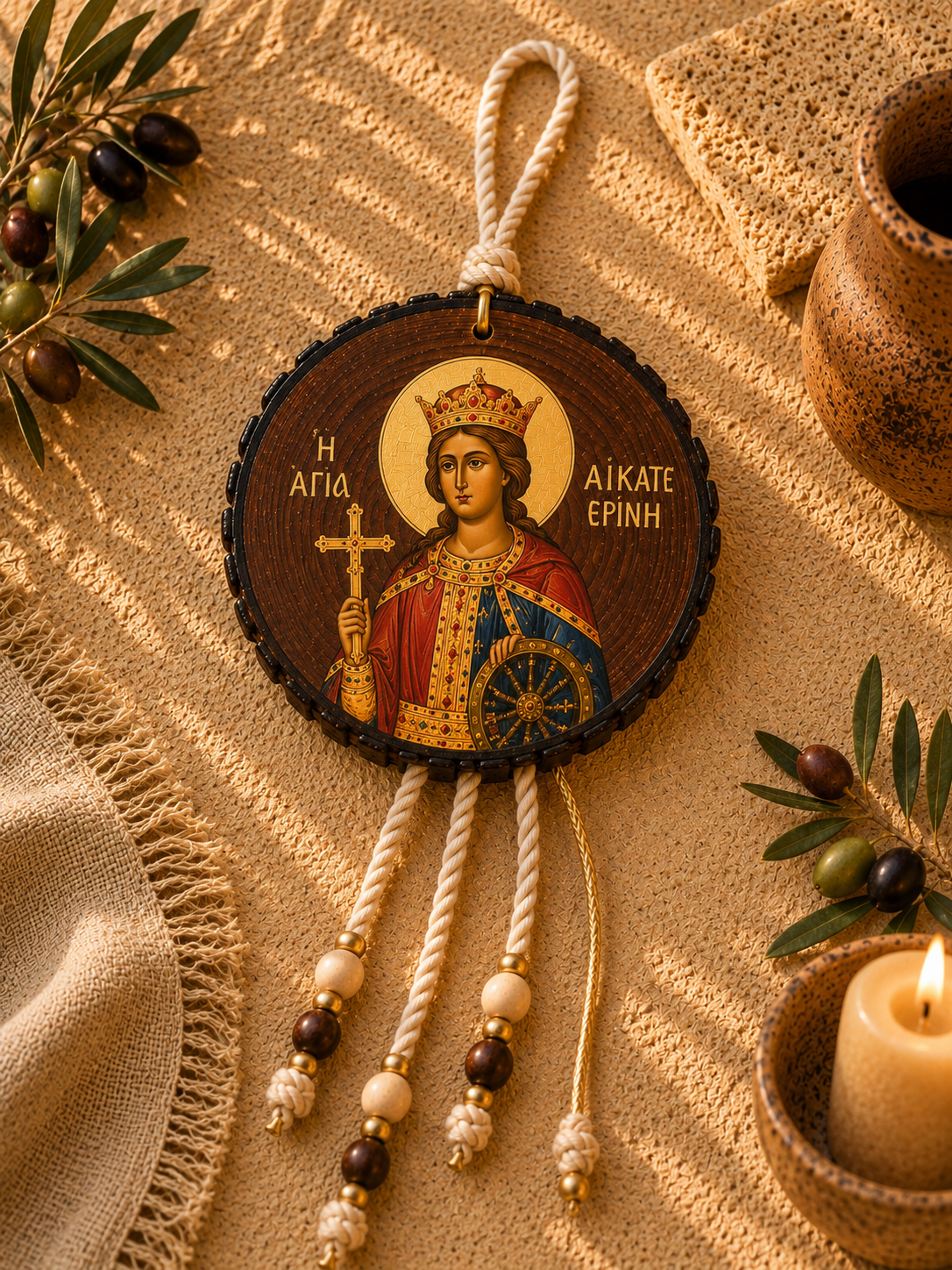 Saint Catherine Handcrafted Wooden Icon