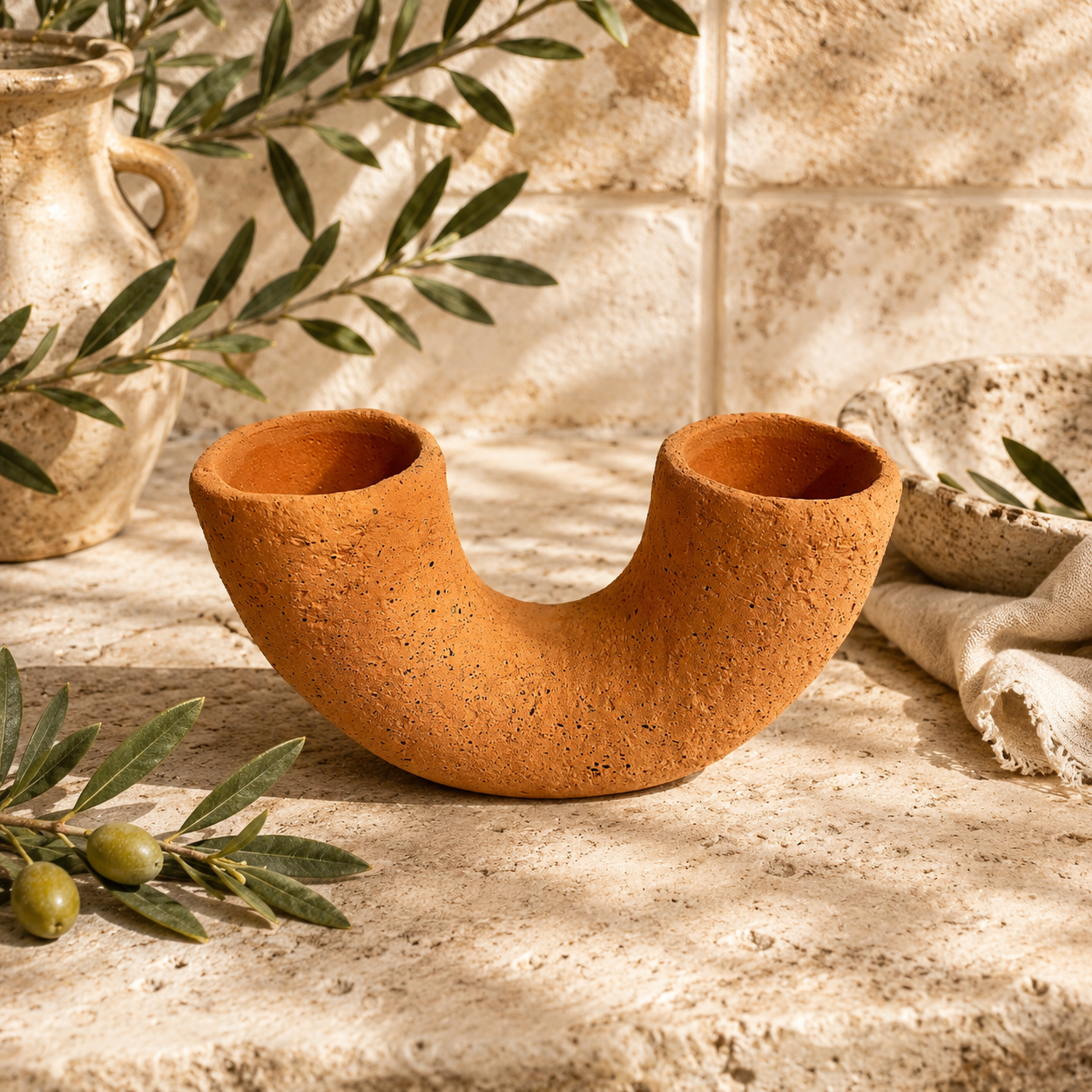 Duo Cement Candle Tan