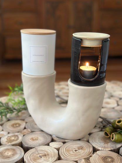 Candle Holder Beige - 23x15x9cm